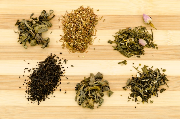 Composition de différentes feuilles de thé