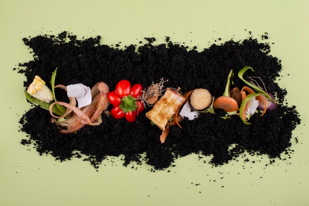 Composition du compost fait de nourriture pourrie