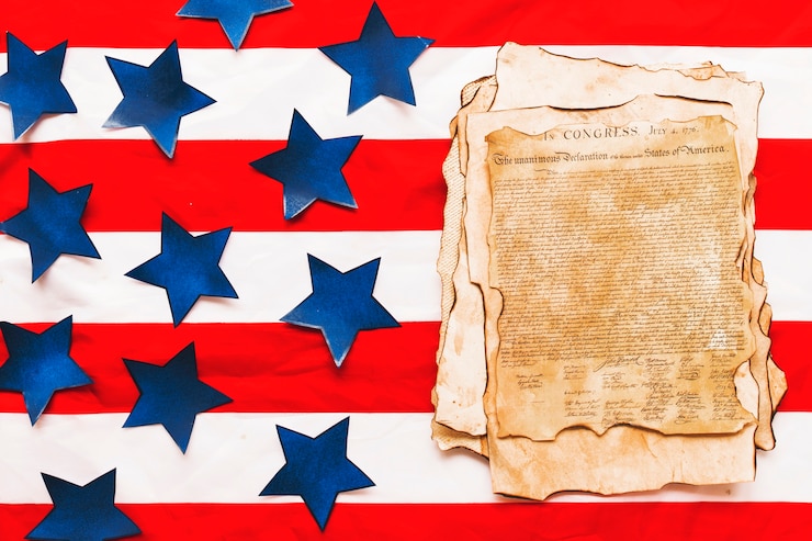 Photo gratuit composition du jour de l&#39;indépendance des états-unis avec déclaration