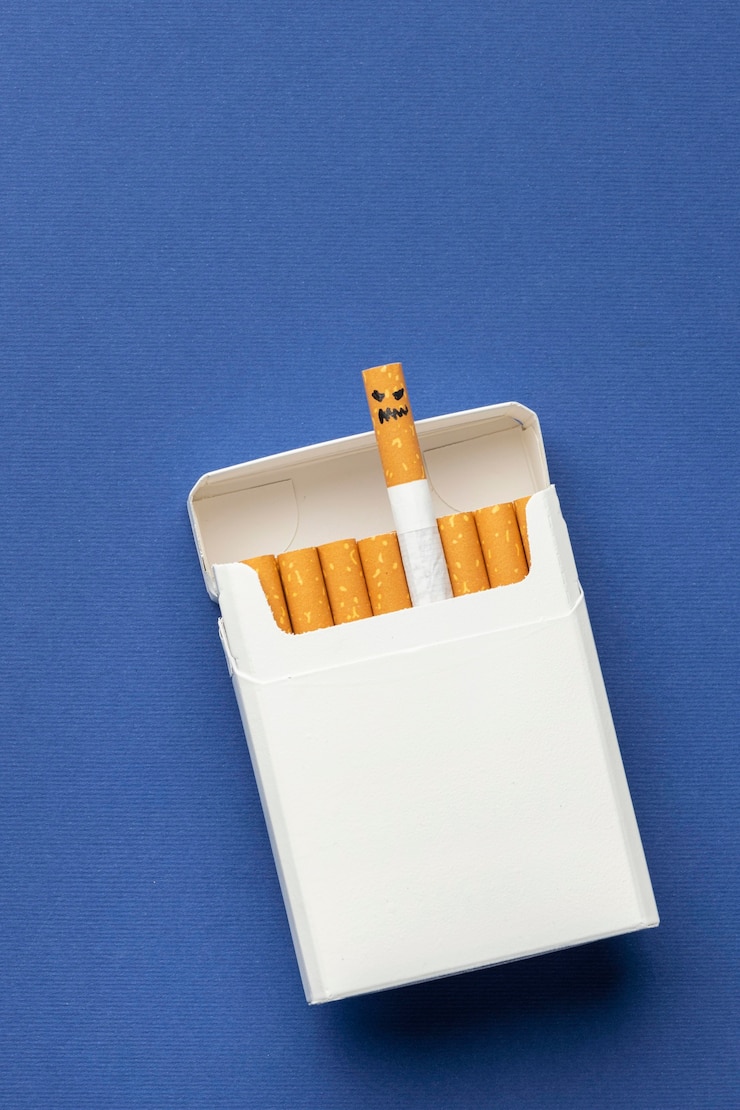 Photo gratuit composition des éléments du jour du tabac à plat