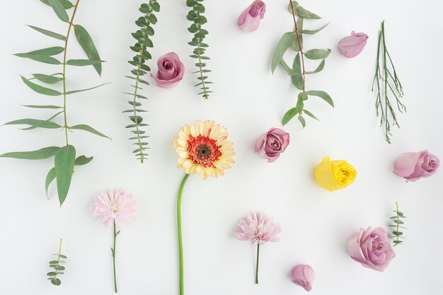 Composition fantastique avec différentes fleurs