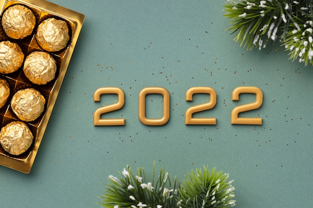 Photo gratuite composition festive du nouvel an 2022