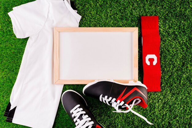 Composition de football avec tableau blanc