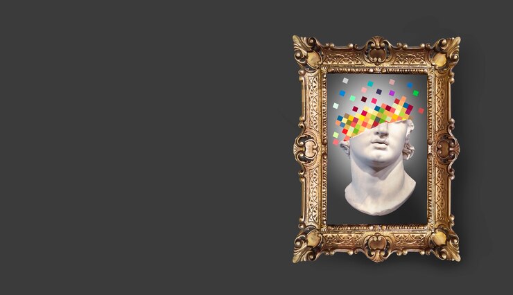 Photo gratuit composition nft avec des œuvres d'art populaires