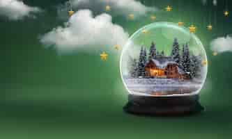 Photo gratuite composition de noël avec scène de noël dans une boule à neige