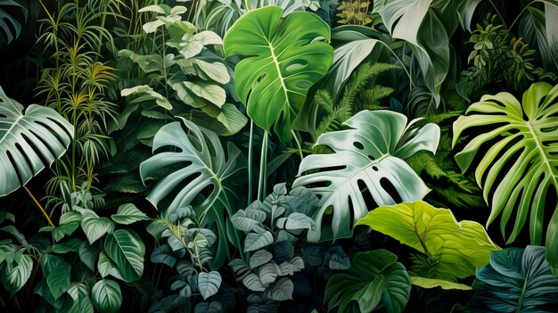 Composition photo de plantes tropicales luxuriantes