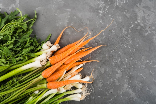 Composition à plat de légumes avec fond