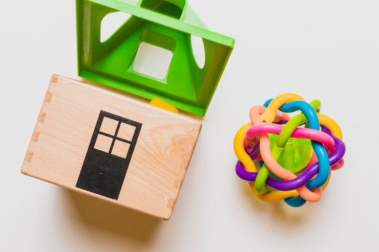 Photo gratuit composition plate de jouets