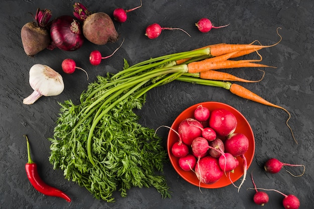 Composition plate de légumes sains