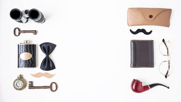 Photo gratuit composition pour la fête des pères avec des accessoires