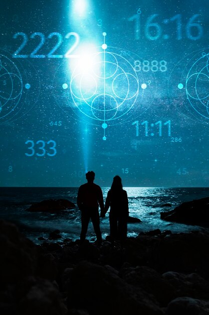 Concept abstrait de numérologie avec couple main dans la main