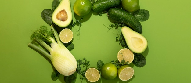 Concept de bannière de supermarché avec des ingrédients