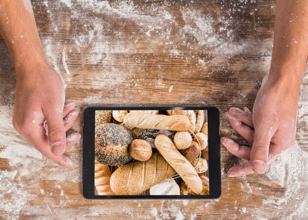 Concept De Boulangerie Vue De Dessus Avec Tablette