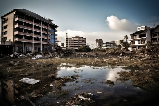 Photo gratuite concept de catastrophe naturelle avec inondation