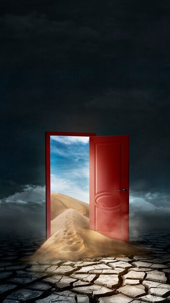 Concept de collage de porte ouverte