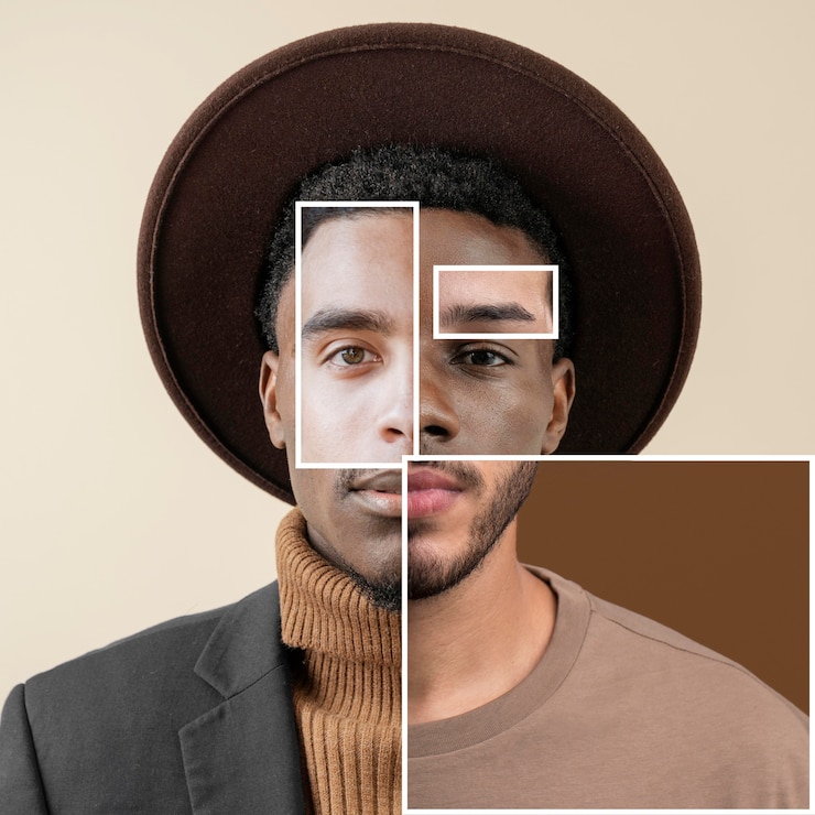 Photo gratuit concept de combinaison de traits du visage