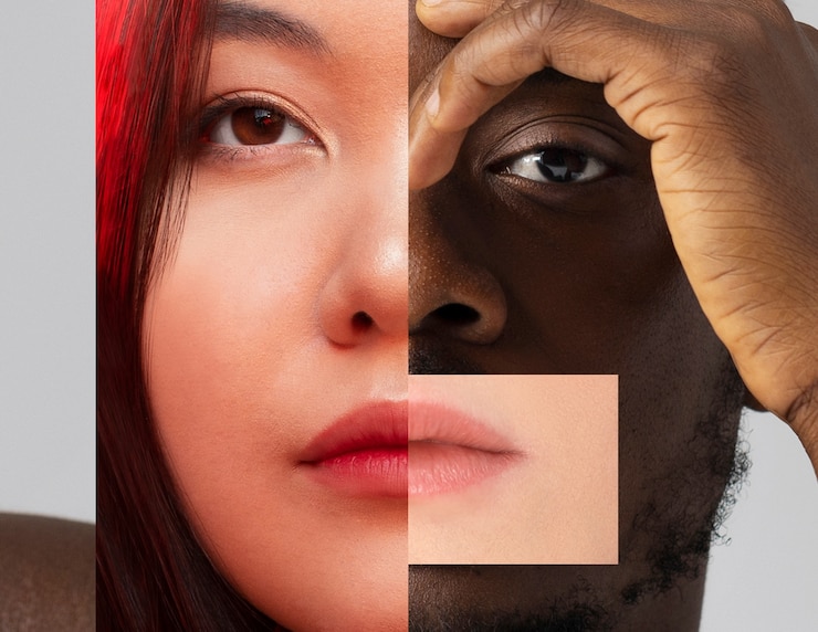 Photo gratuit concept de combinaison de traits du visage