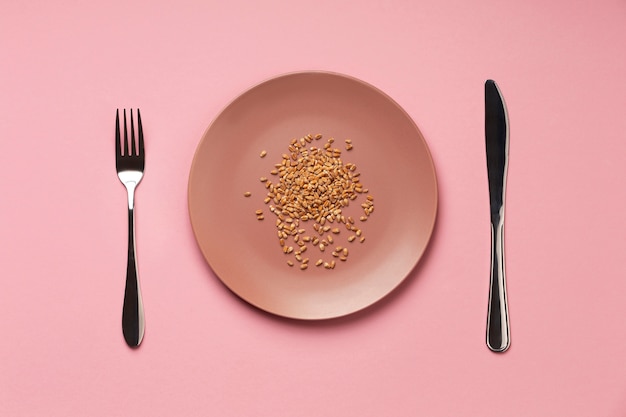 Photo gratuite concept de crise alimentaire vue de dessus avec assiette