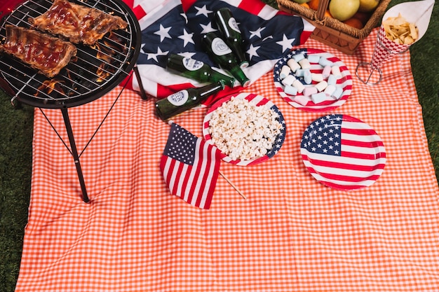 Photo gratuite concept de fête de l'indépendance des états-unis avec barbecue