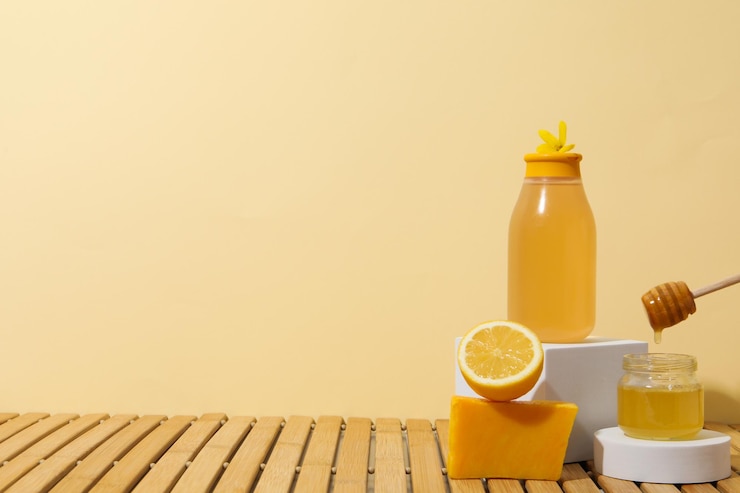 Photo gratuit concept de fournitures de soins du visage et de la peau cosmétique au miel