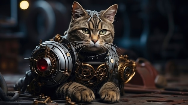 Photo gratuite le concept futuriste du chat