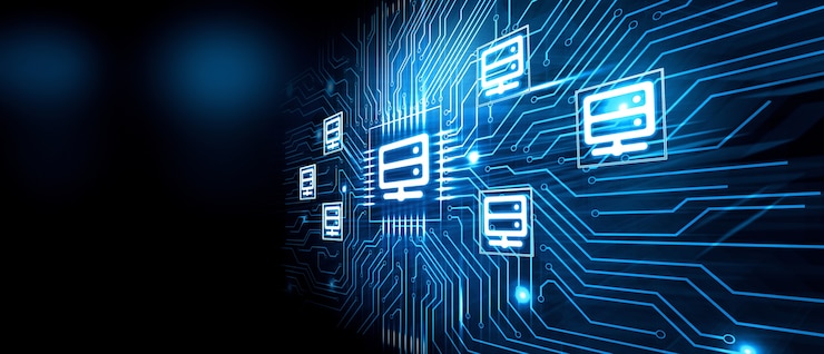 Photo gratuit concept d'hébergement de site web avec circuits