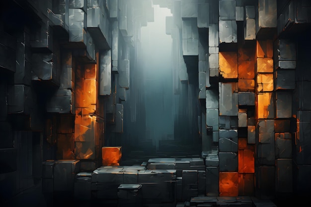 Photo gratuite concept illustration de la grotte polygonale