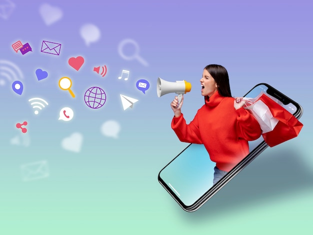 Concept de marketing des médias sociaux pour le marketing avec des applications