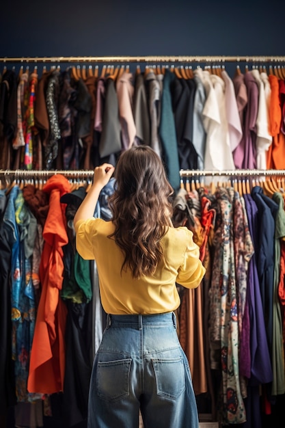 Concept de mode rapide avec femme shopping