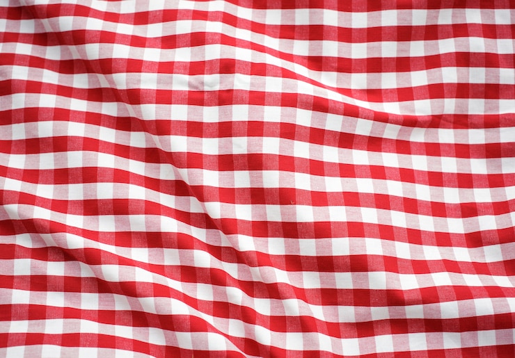 Photo gratuit concept de nappe de décoration à carreaux rouge