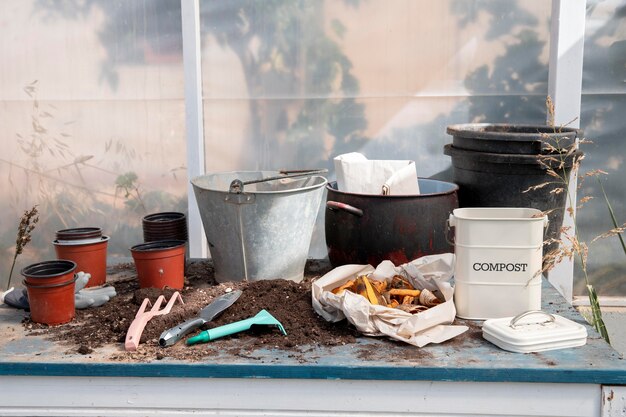 Concept de nature morte de compost