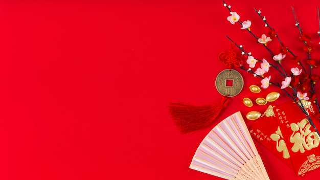 Photo gratuite concept de nouvel an chinois avec espace copie