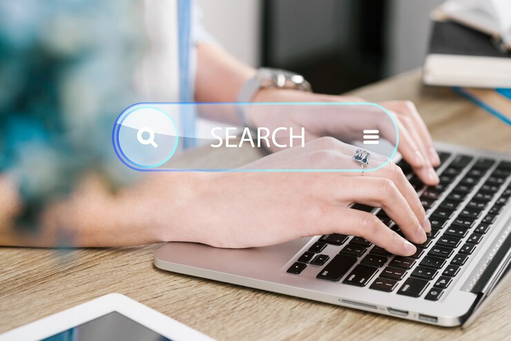 Photo gratuit concept de page d'accueil avec barre de recherche
