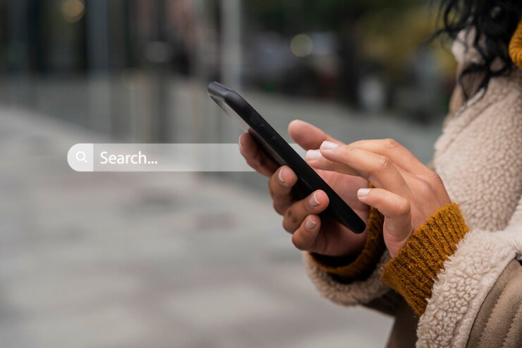 Photo gratuit concept de page d'accueil avec barre de recherche