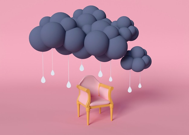 Photo gratuite concept de pluie et chaise