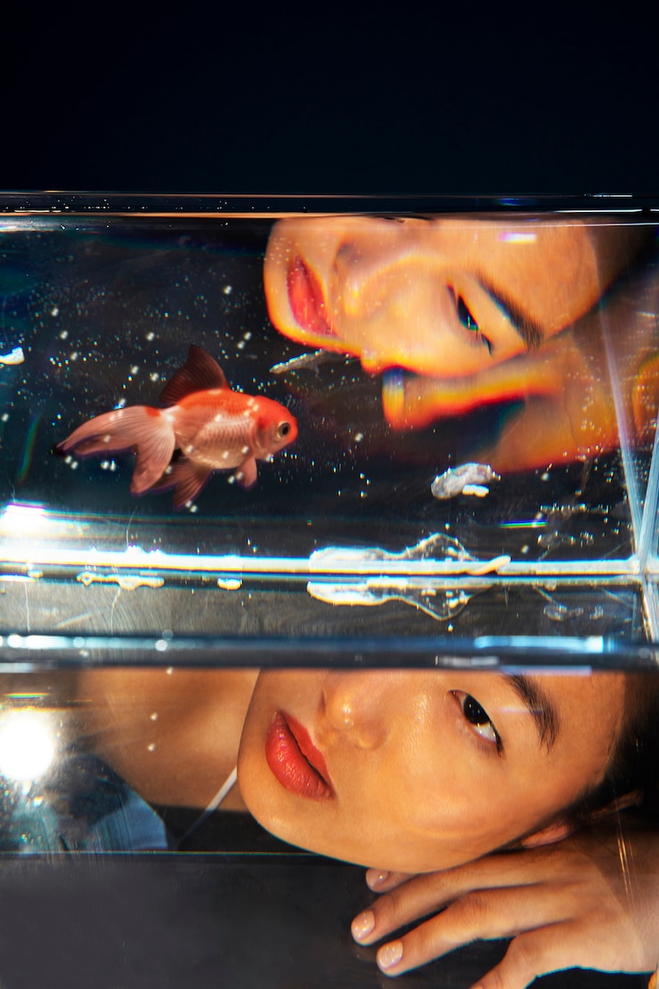 Photo gratuit concept de portrait de pièces avec belle femme