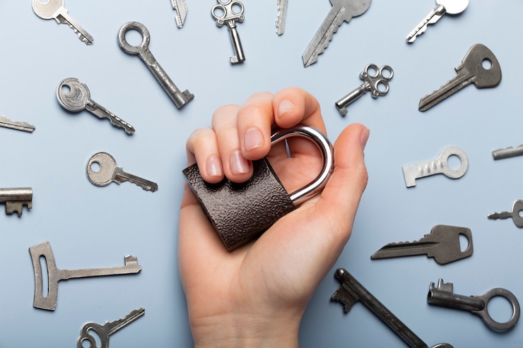 Photo gratuit concept de protection avec verrouillage