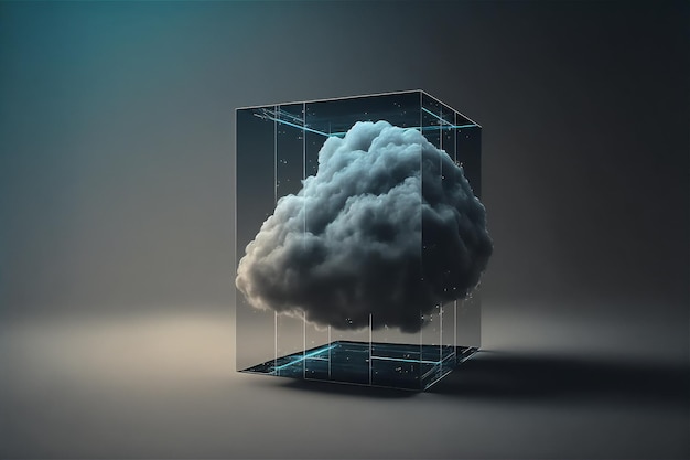 Photo gratuite concept de rack de stockage de données cloud en ligne dans un serveur numérique en cube de verre pour la base de données du réseau mondial