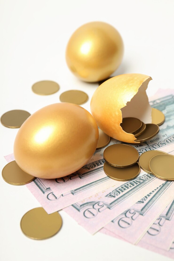 Photo gratuit concept de richesse et d'oeufs d'or de retraite