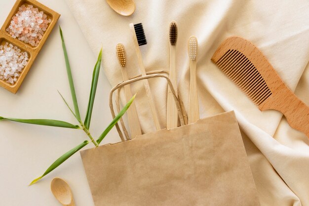 Concept de spa beauté et santé de brosses à dents naturelles