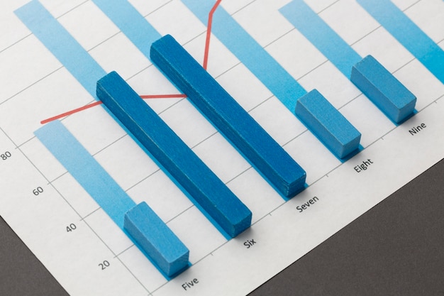 Photo gratuite concept de statistiques avec des blocs de bois