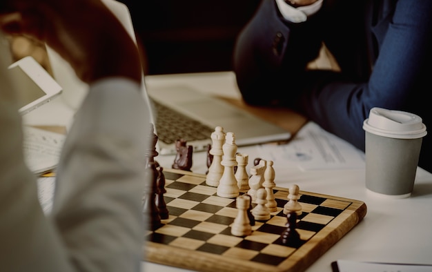 Photo gratuite concept de stratégie d'entreprise de jeu d'échecs