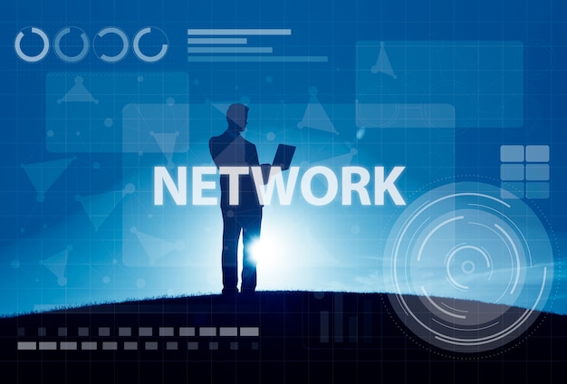 Concept de technologie de connexion numérique de réseau informatique