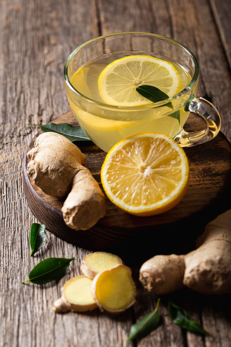 Photo gratuit concept de thé au citron délicieux et sain