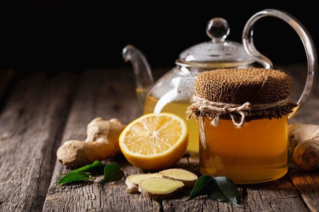 Concept de thé au citron délicieux et sain