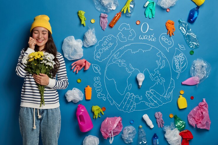 Photo gratuit concept de volontariat pour la protection de l'environnement avec une jeune militante
