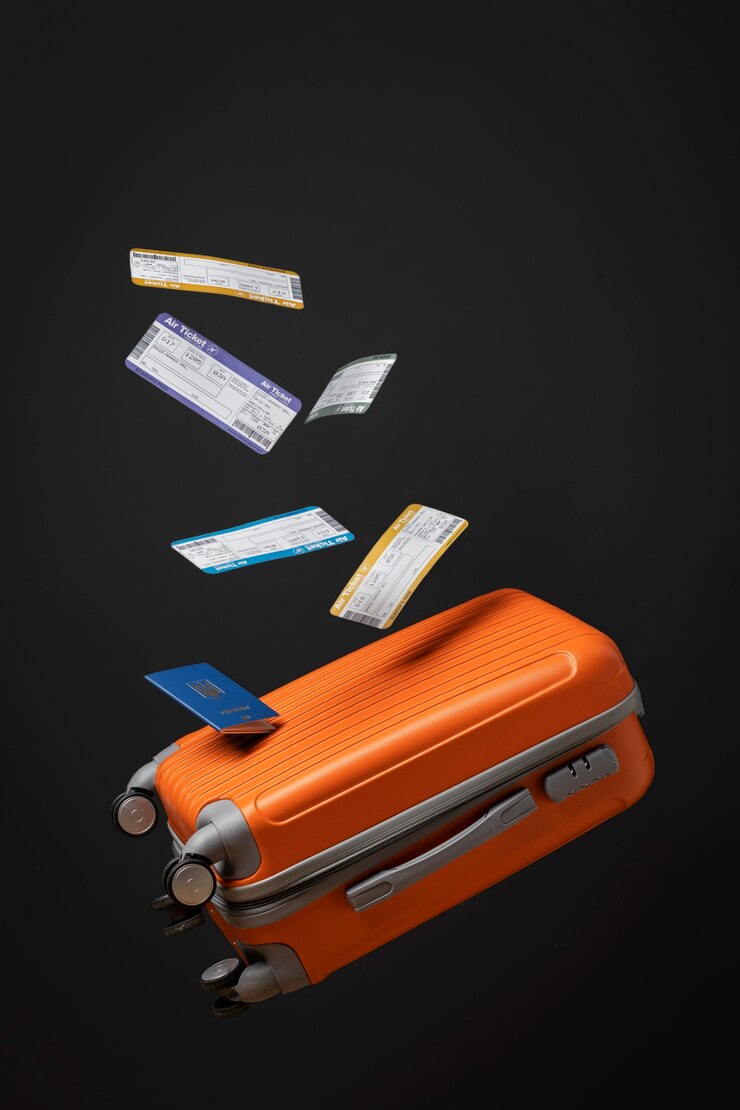 Photo gratuit concept de voyage avec bagages et billets