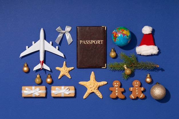 Photo gratuite concept de voyage de noël avec avion