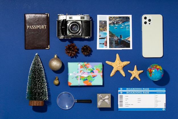 Concept de voyage de Noël avec photos