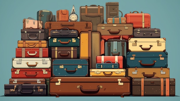 Photo gratuite concept de voyage de style dessin animé avec bagages